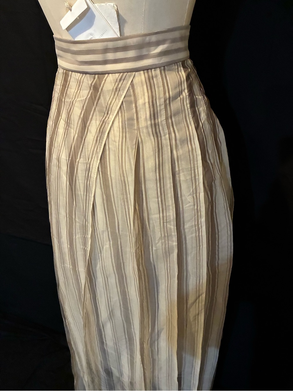 Brunello Cucinelli Silk Cream Tan Pleated Maxi Skirt 8 NWT Made in Italy - Picture 11 of 16